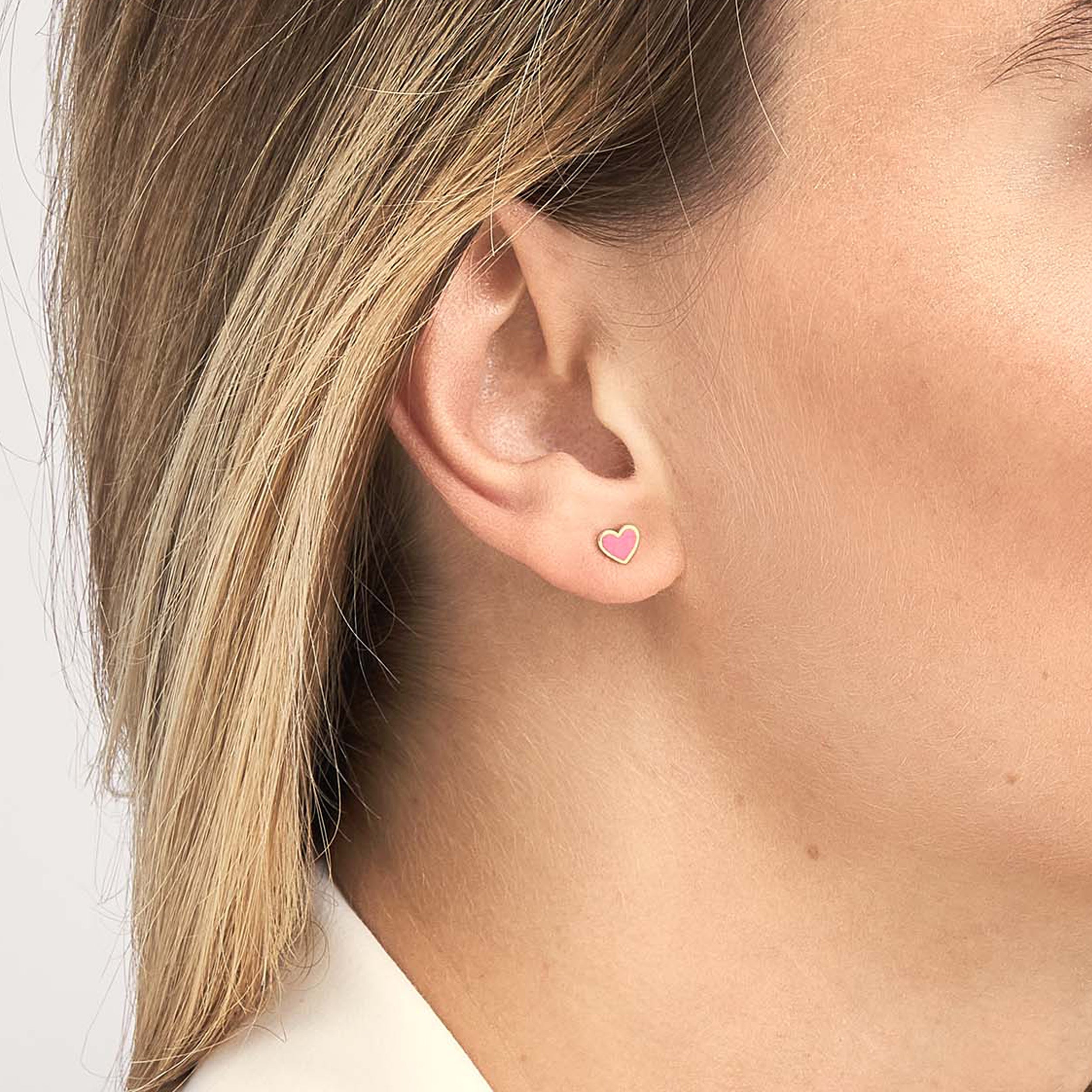 Heart Stud Earrings in Pink