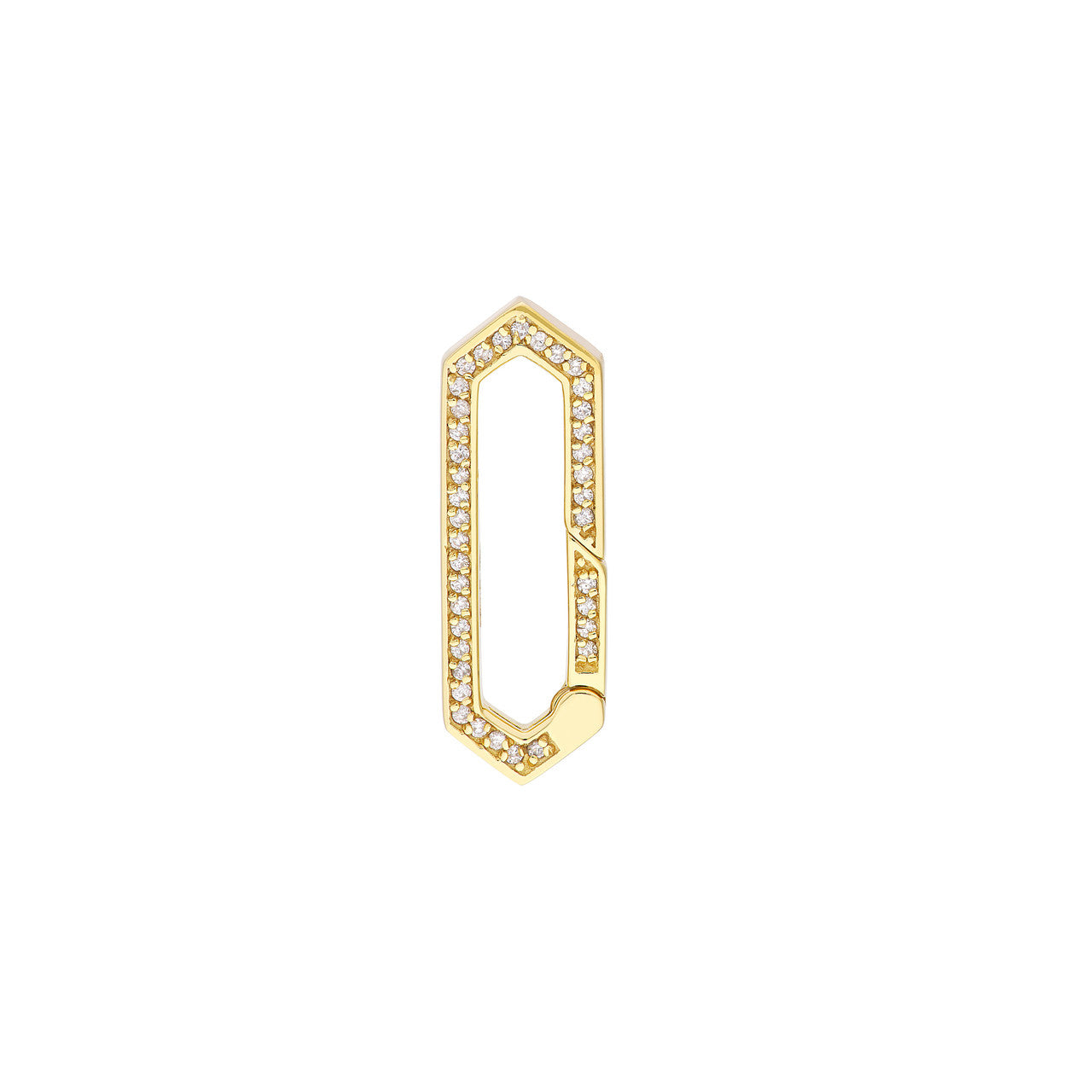 14K gold diamond elongated hexagon push lock