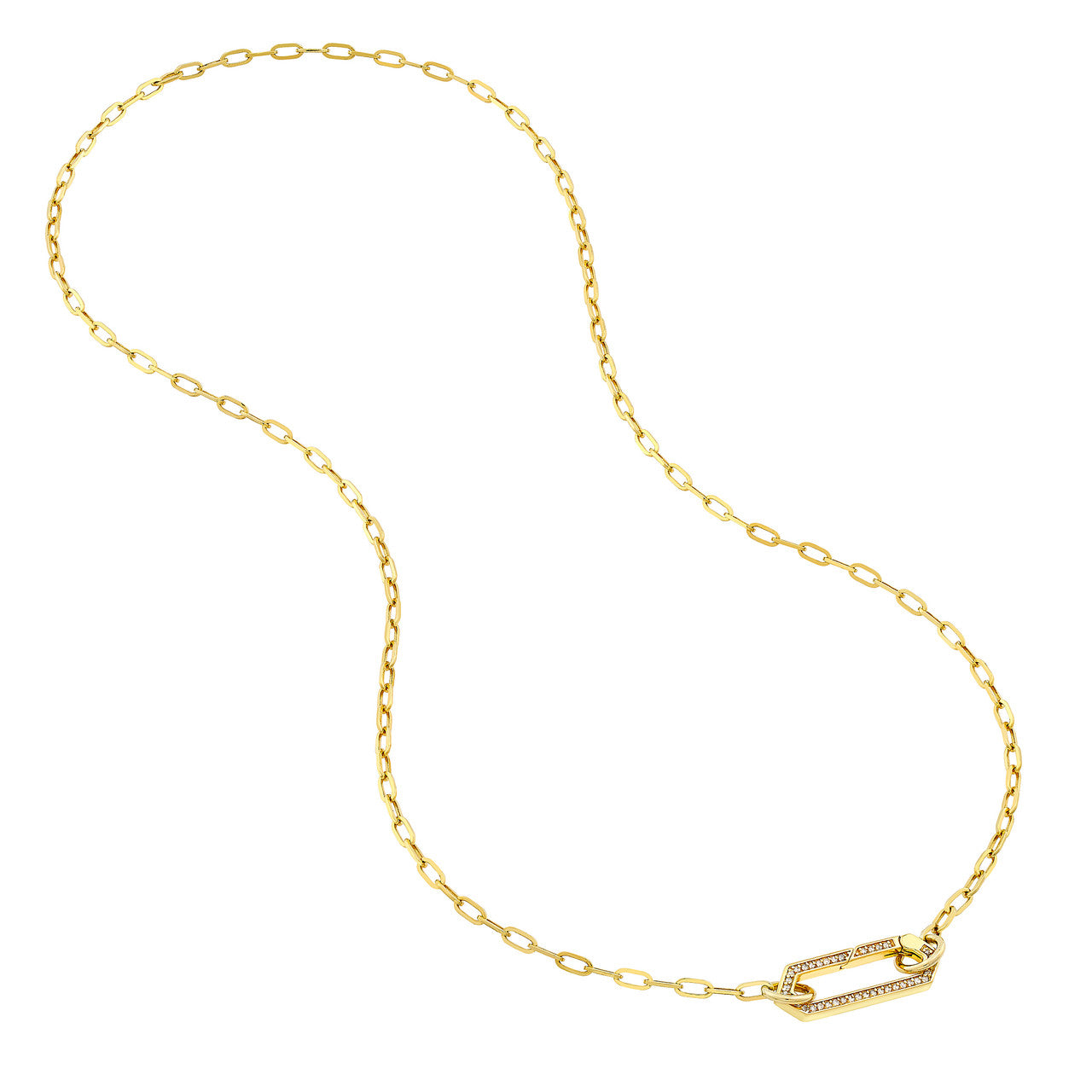 14K gold diamond elongated hexagon push lock, additional view