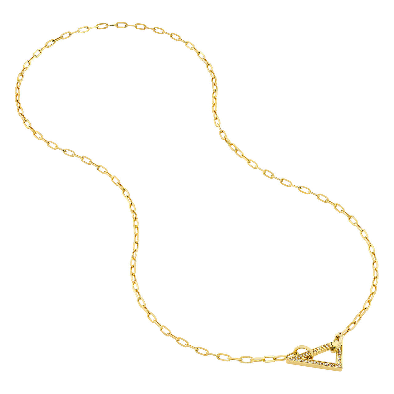 14K gold diamond triangle push lock, detail view