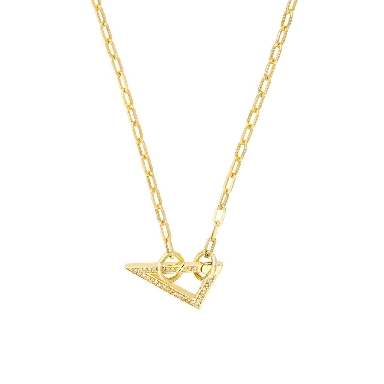 14K gold diamond triangle push lock, additional view