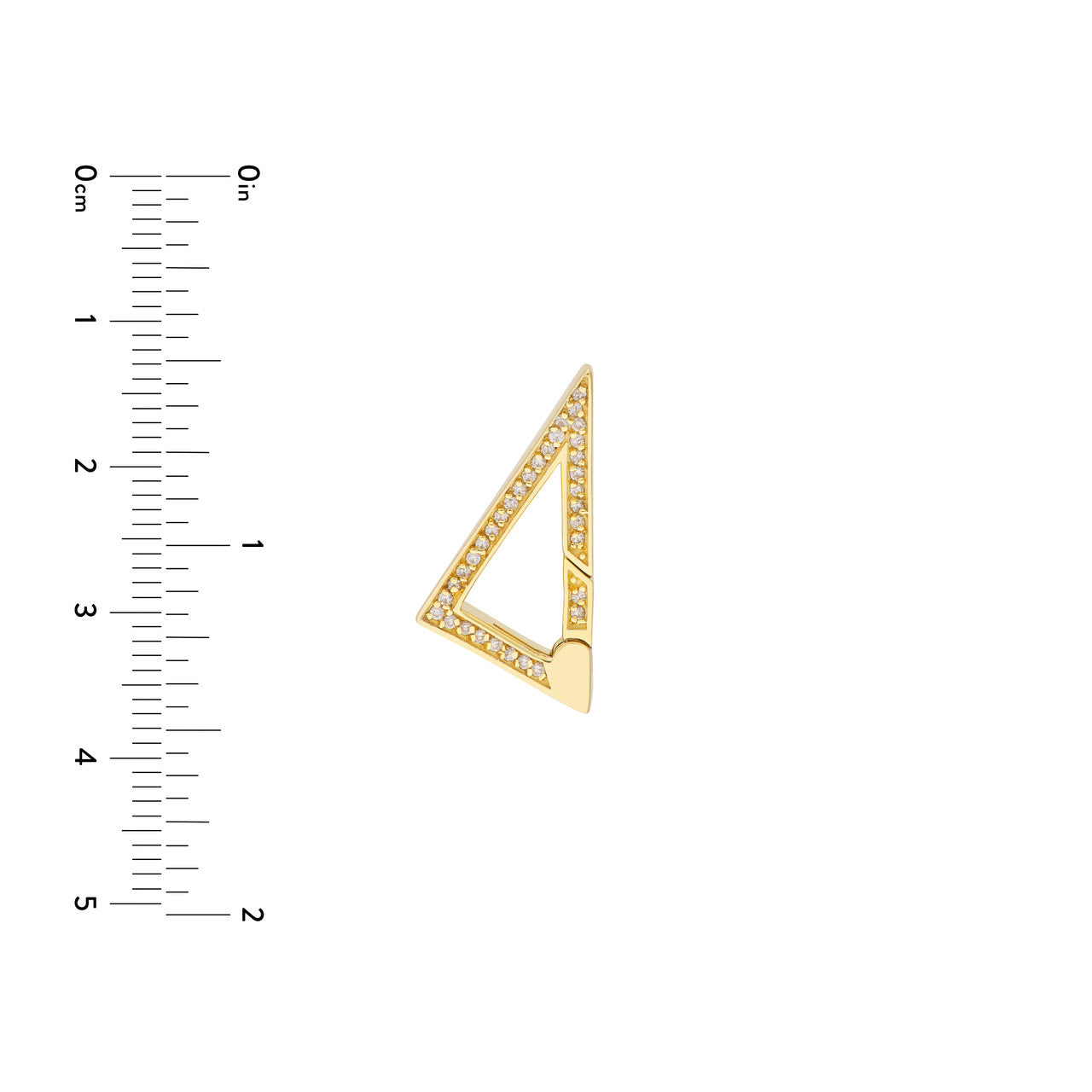 14K gold diamond triangle push lock, close-up view