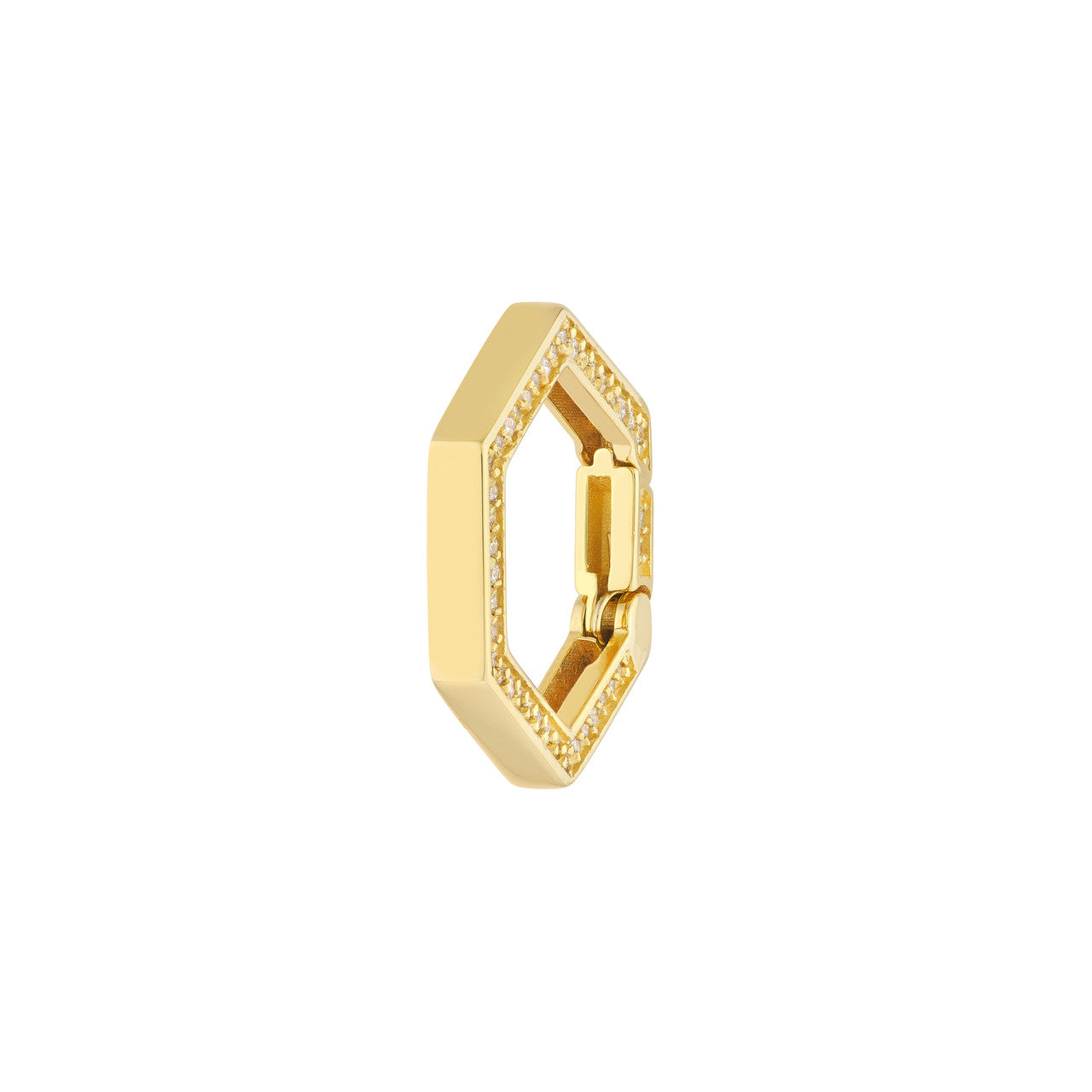 14K gold 1/5ct diamond hexagon push lock, detail view