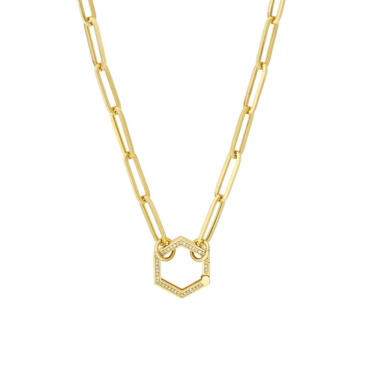 14K gold 1/5ct diamond hexagon push lock, alternate view