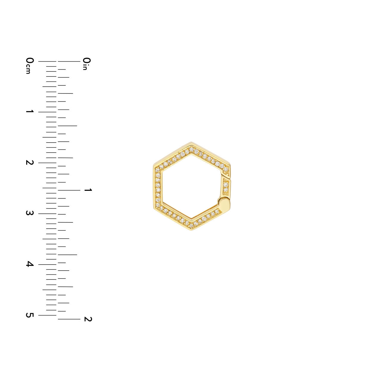 14K gold 1/5ct diamond hexagon push lock, close-up view