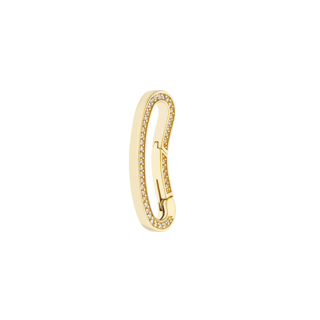 14K gold diamond bean shape push lock, detail view