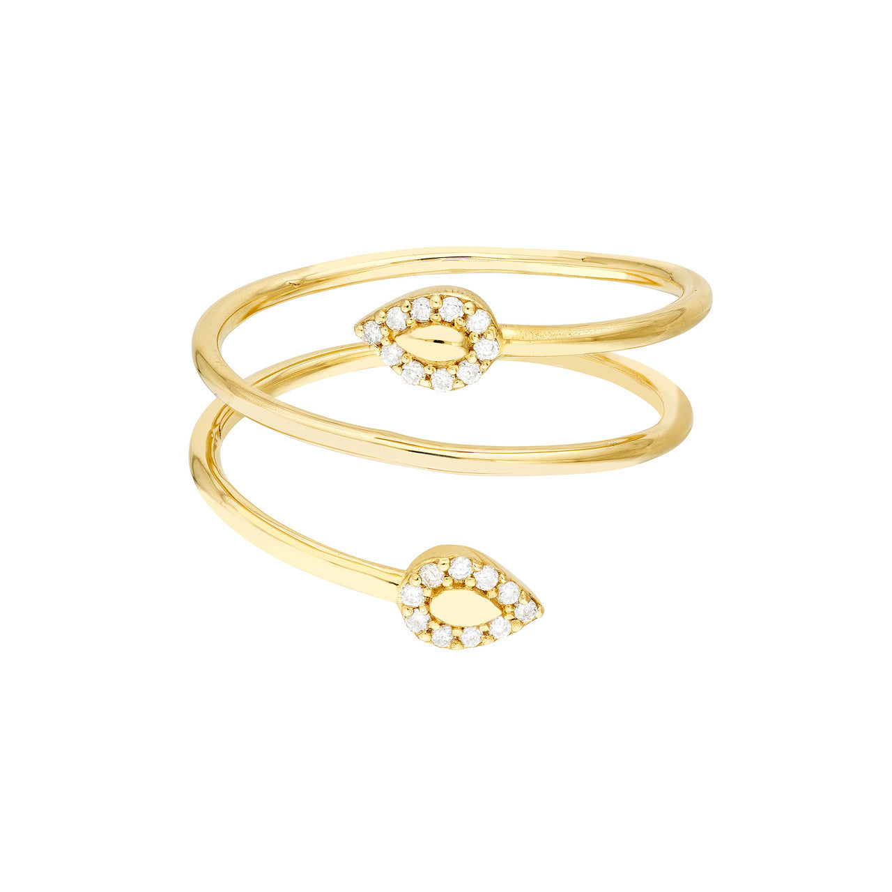 Snake Head Diamond Tip Wrap Ring