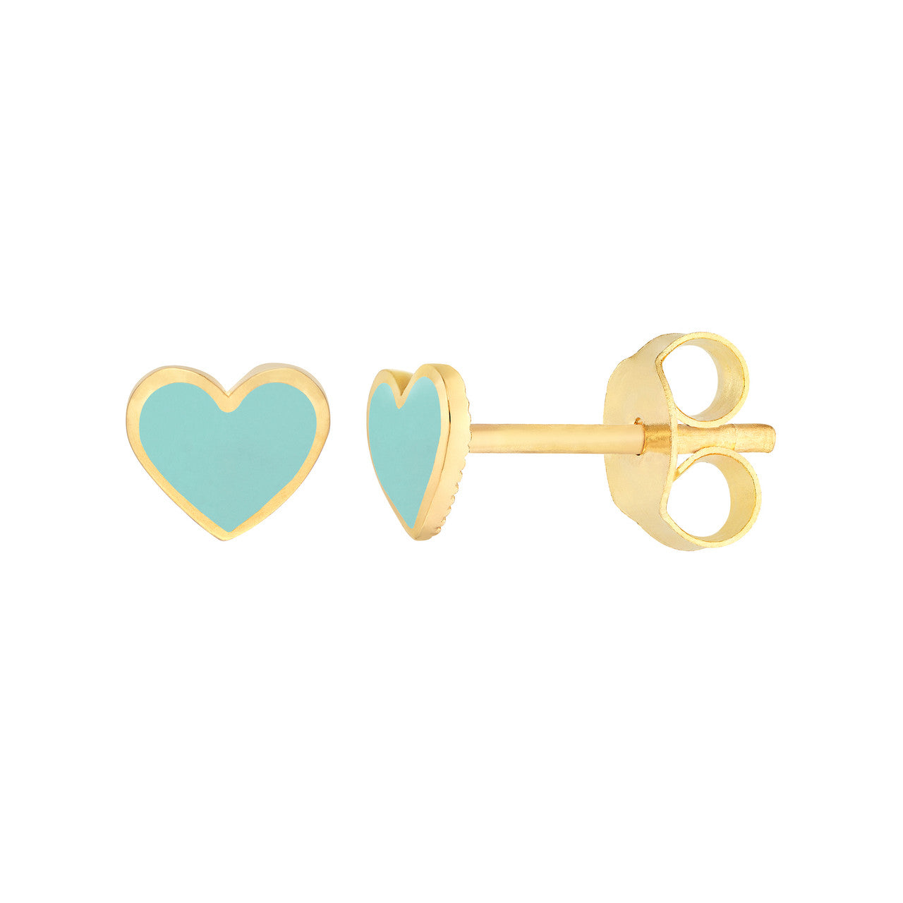 Light turquoise heart stud earrings by My Store, featuring a simple and elegant design perfect for everyday wear.