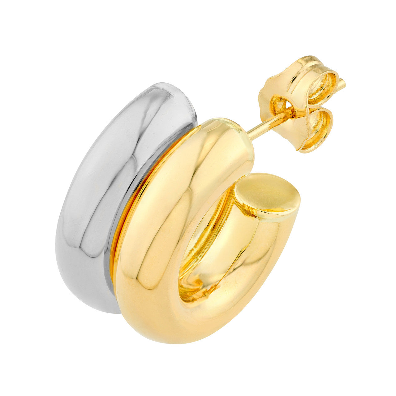 Small Double Two Tone Open Hoop Earrings - VIA Jewelers