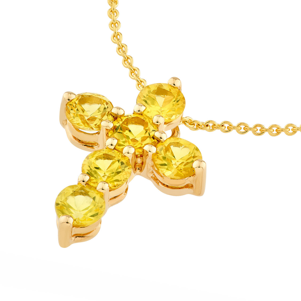 Yellow Sapphire Stone Cross Pendant - VIA Jewelers