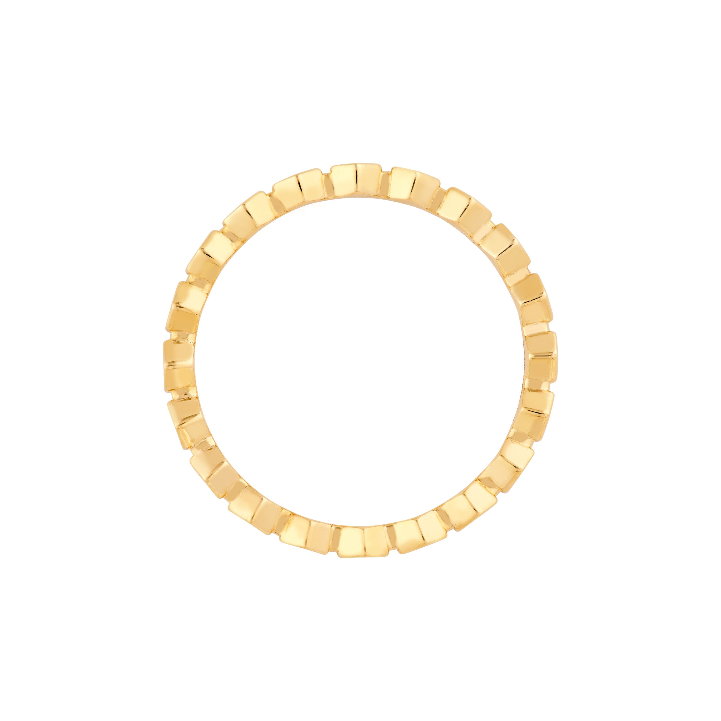 14K gold honey hexagonal bead band ring, detail view