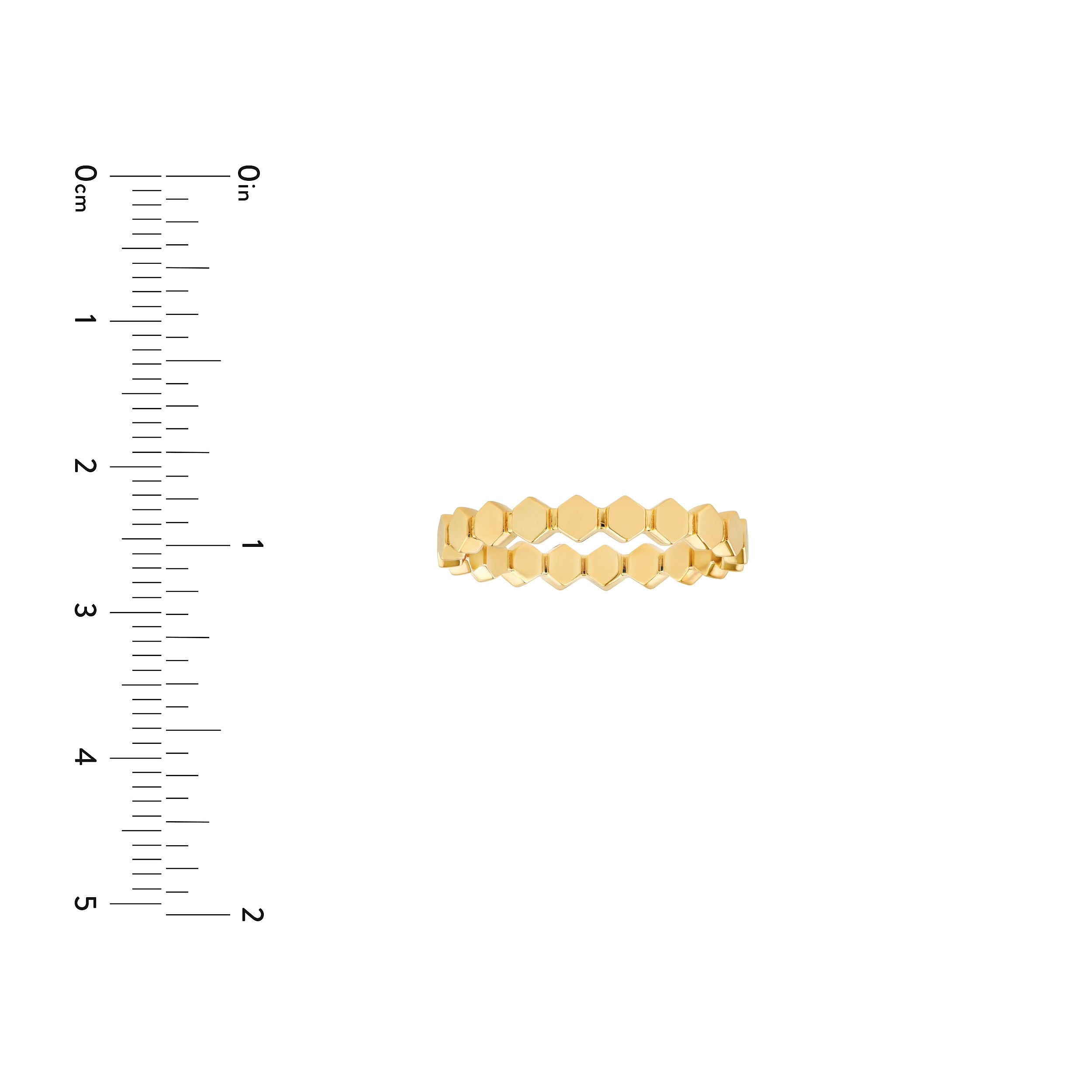 14K gold honey hexagonal bead band ring, alternate view