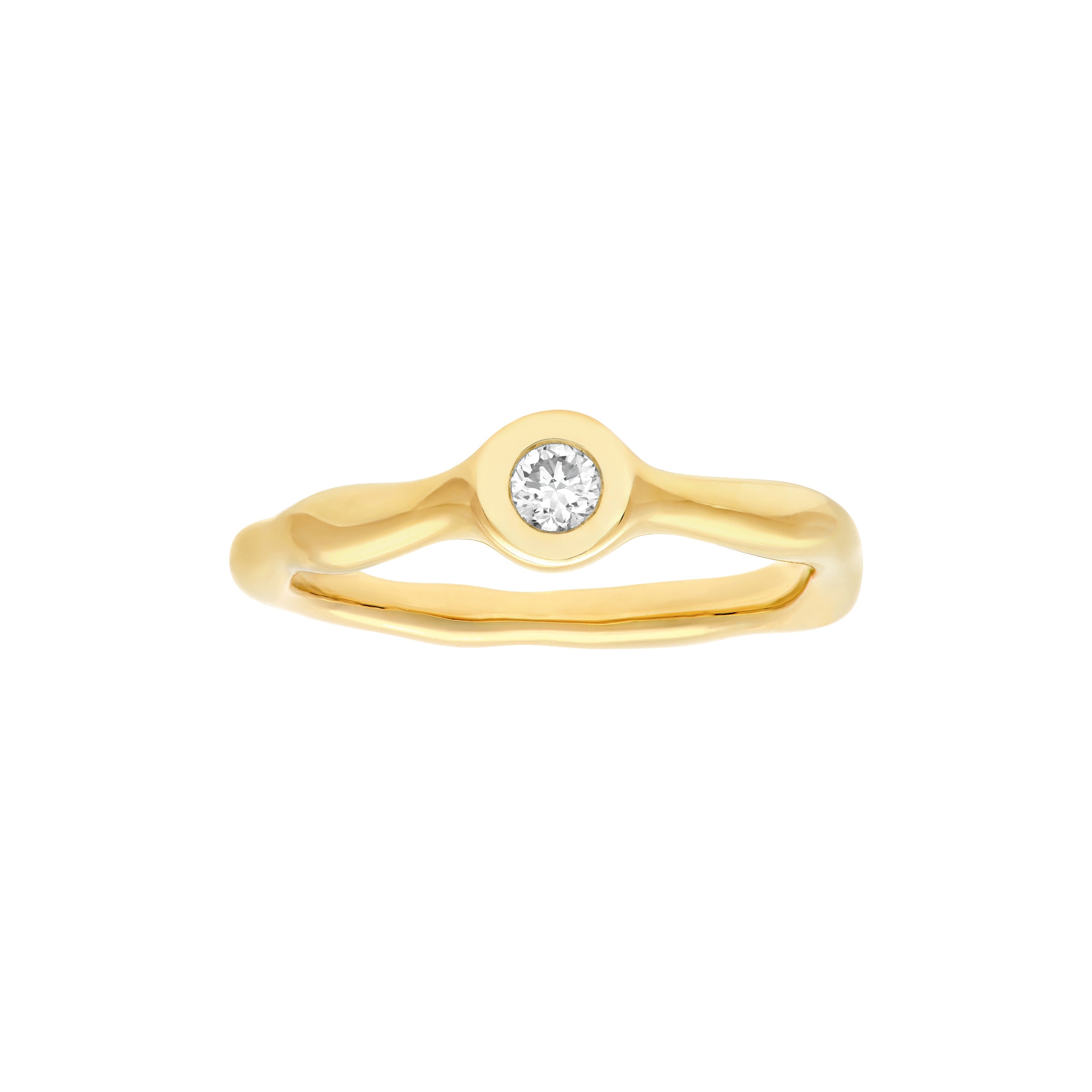 14K gold diamond organic ring, side view
