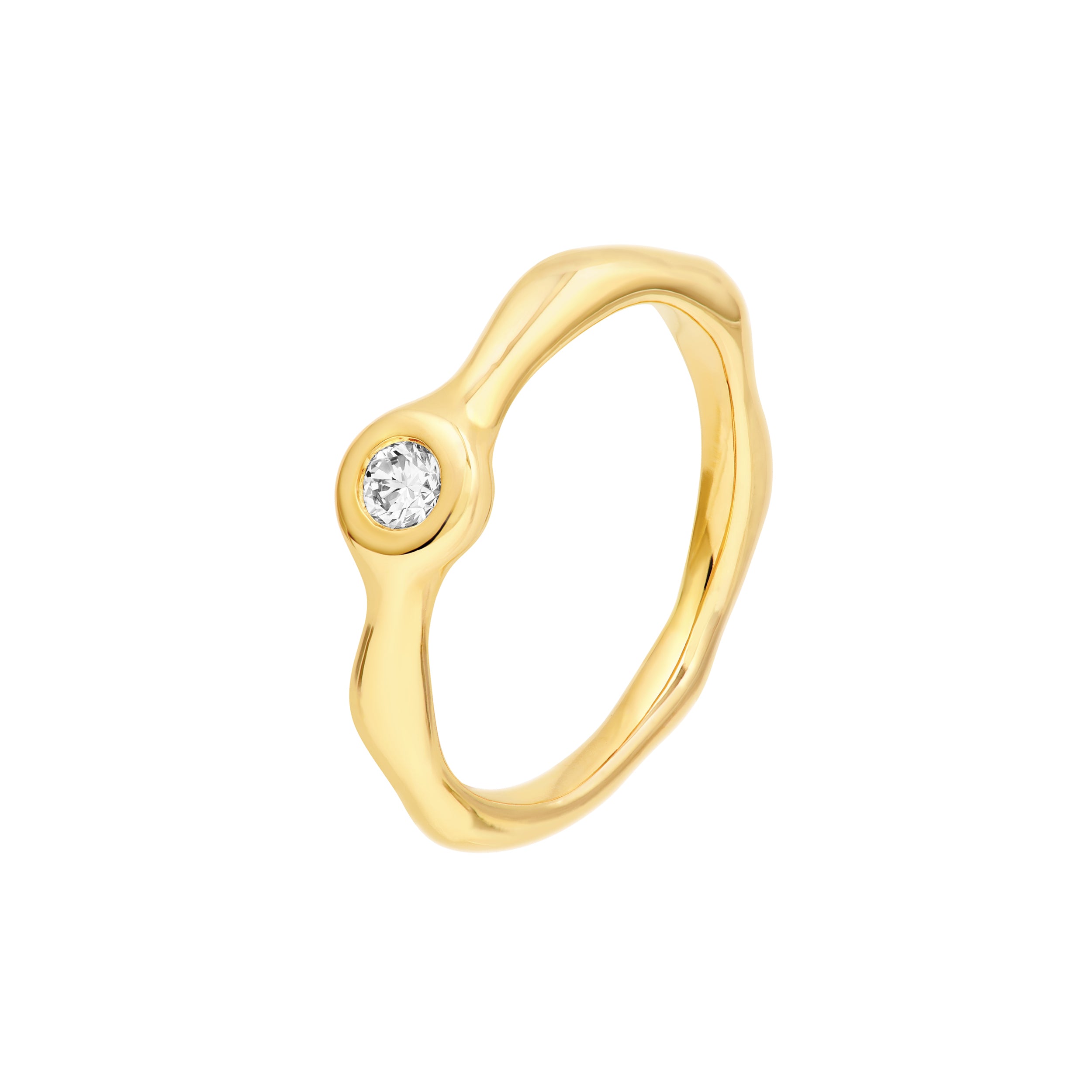 14K gold diamond organic ring