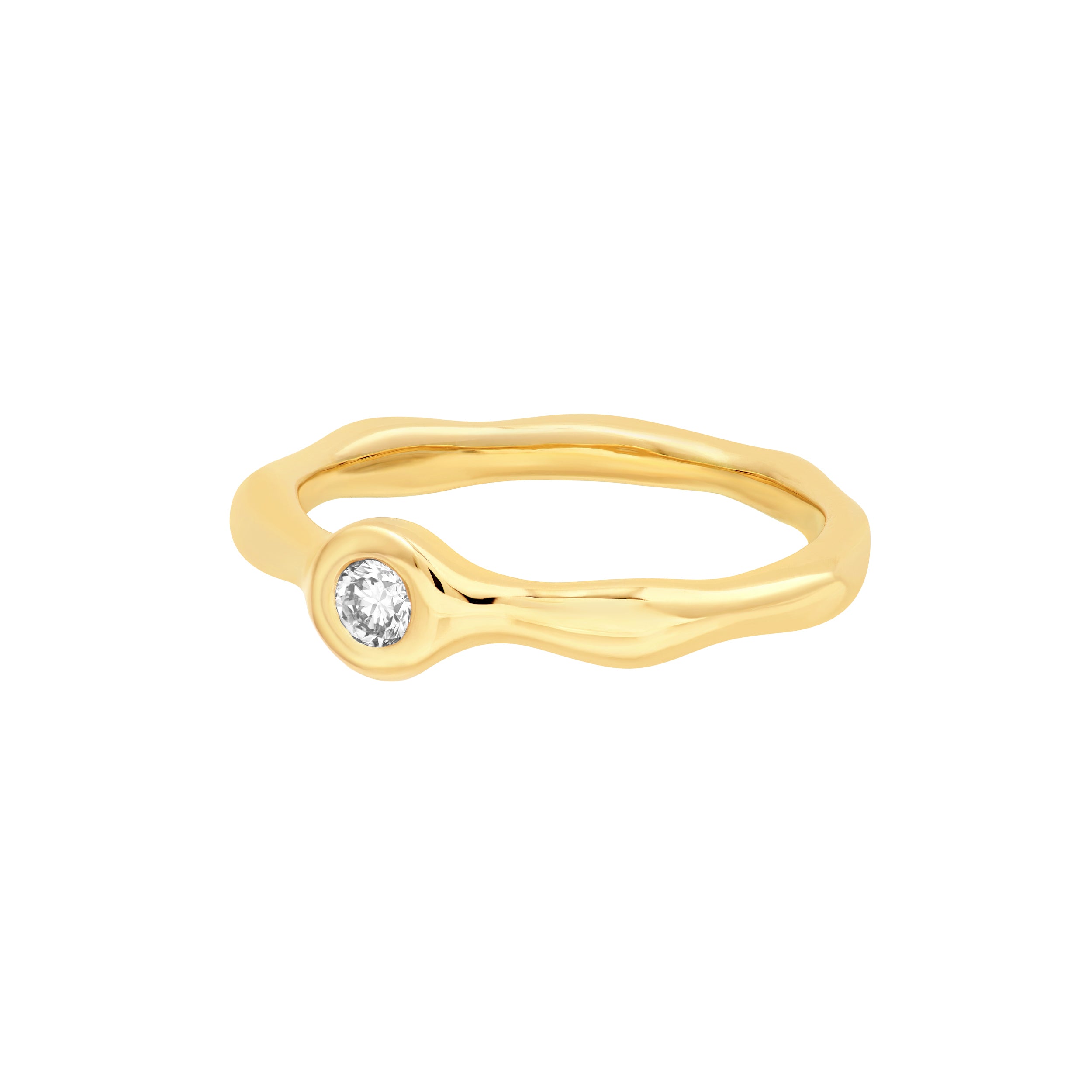 14K gold diamond organic ring, alternate view
