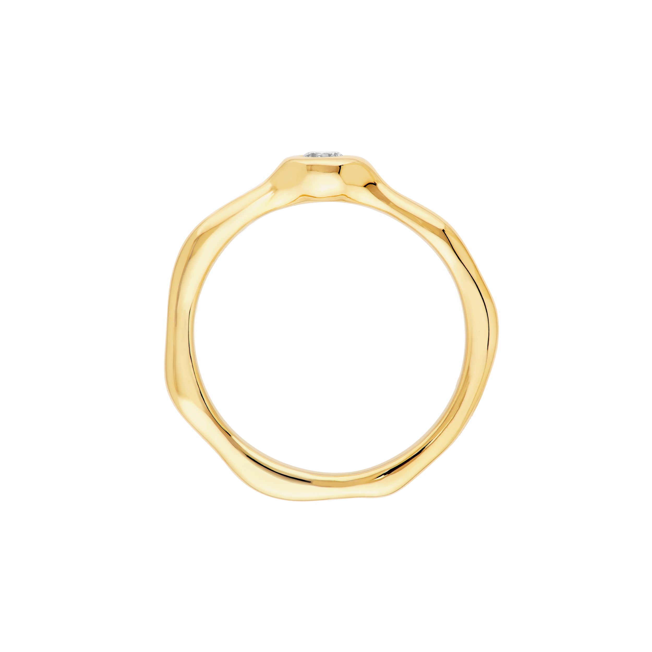 14K gold diamond organic ring, additional view
