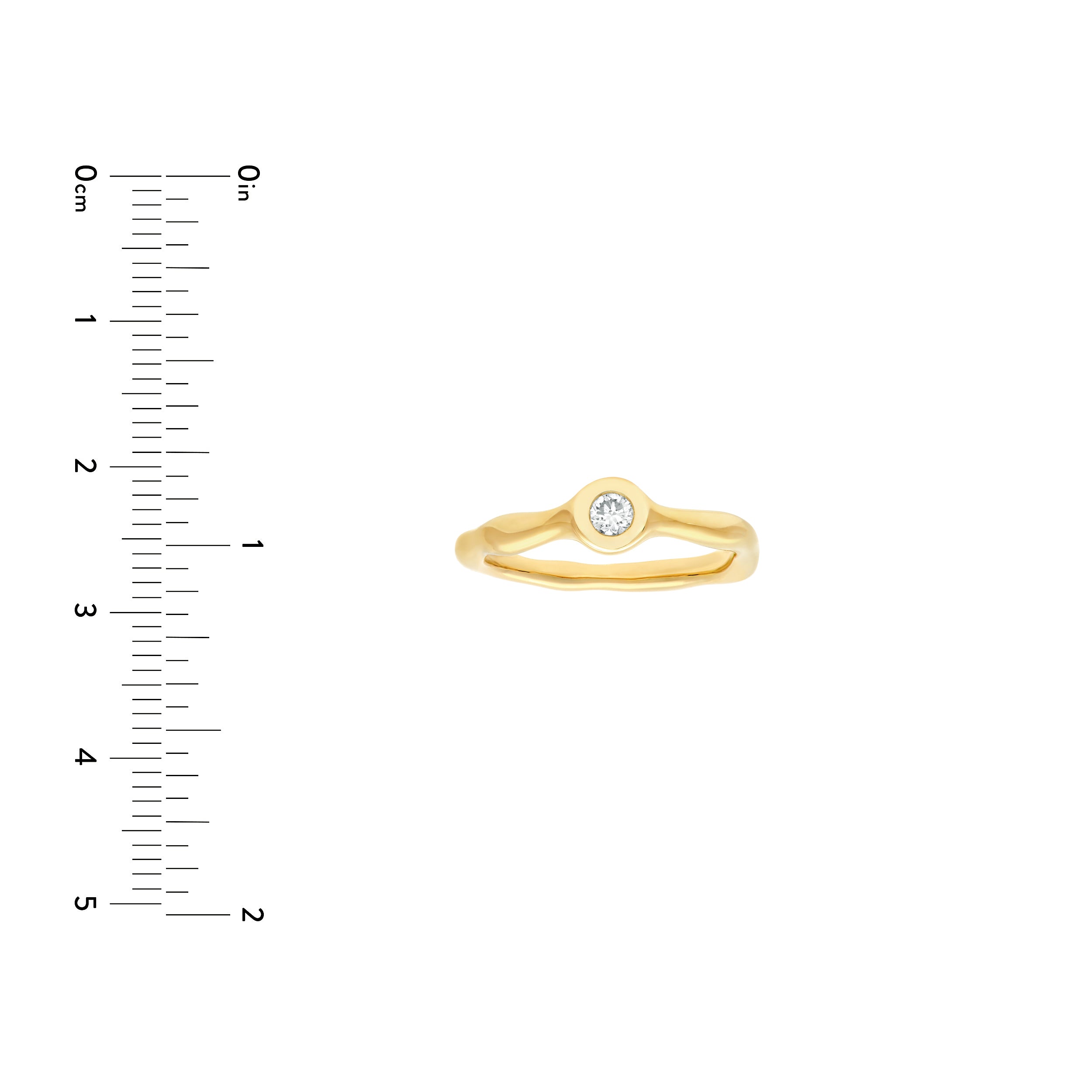 14K gold diamond organic ring, close-up of the diamond