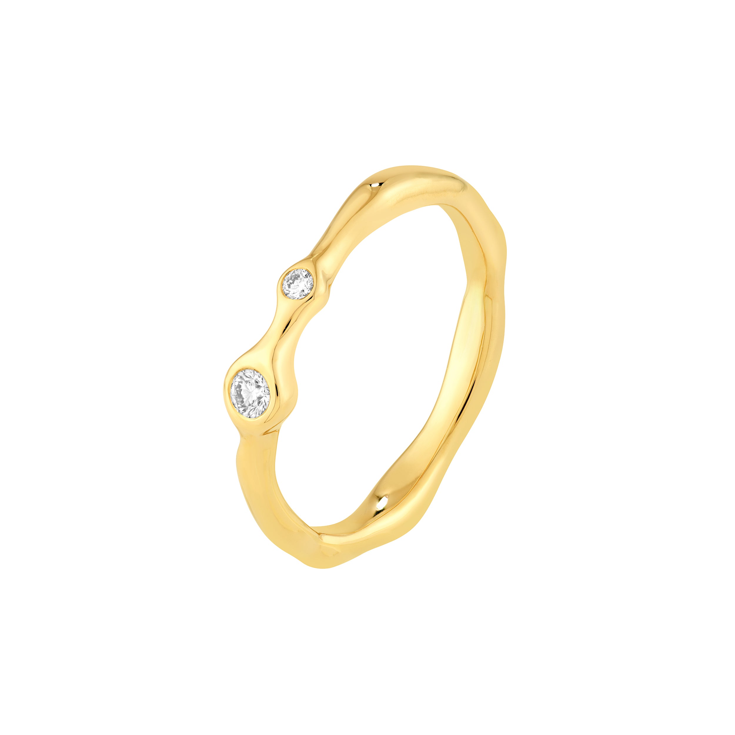 14K gold diamond duo organic ring
