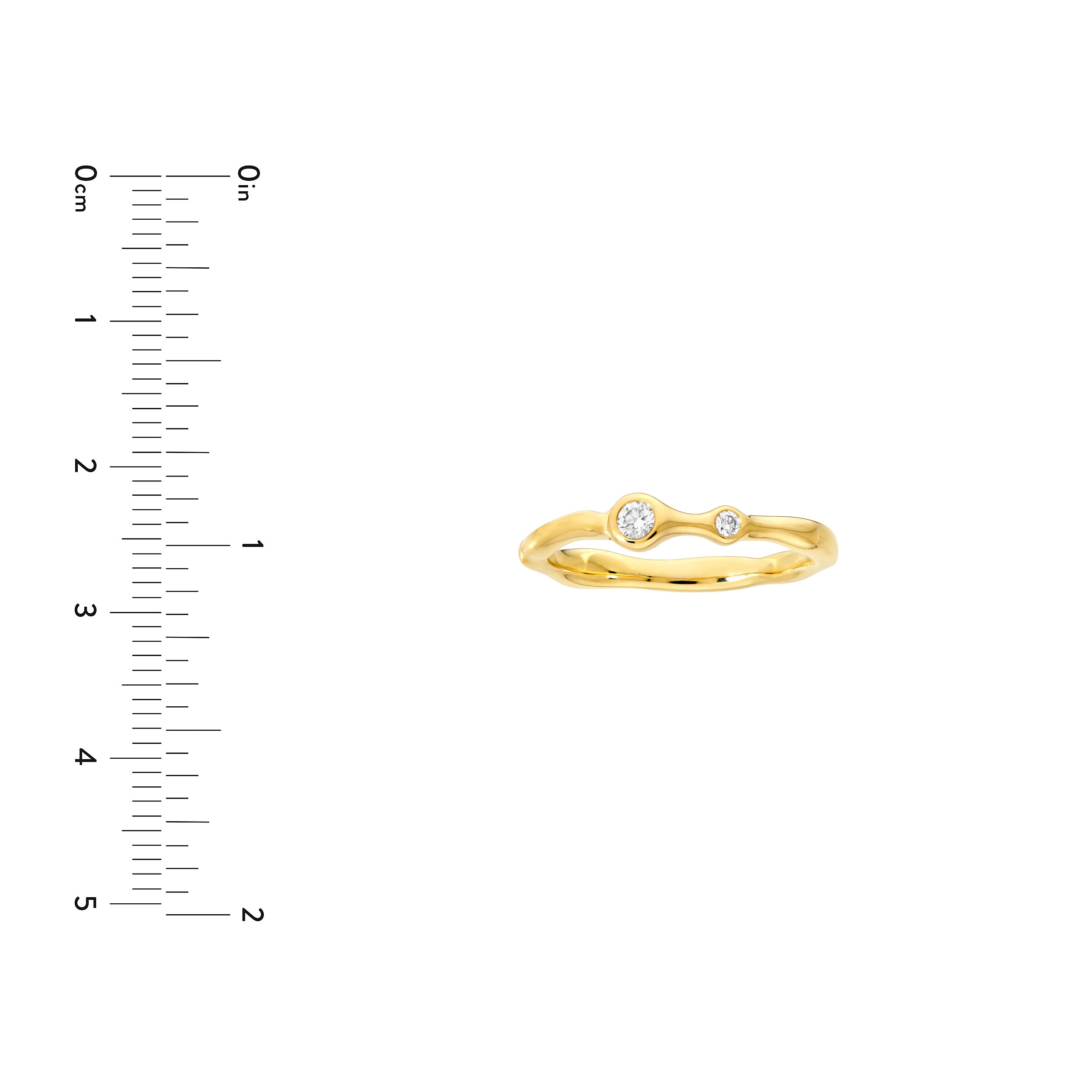14K gold diamond duo organic ring, close-up of the diamonds