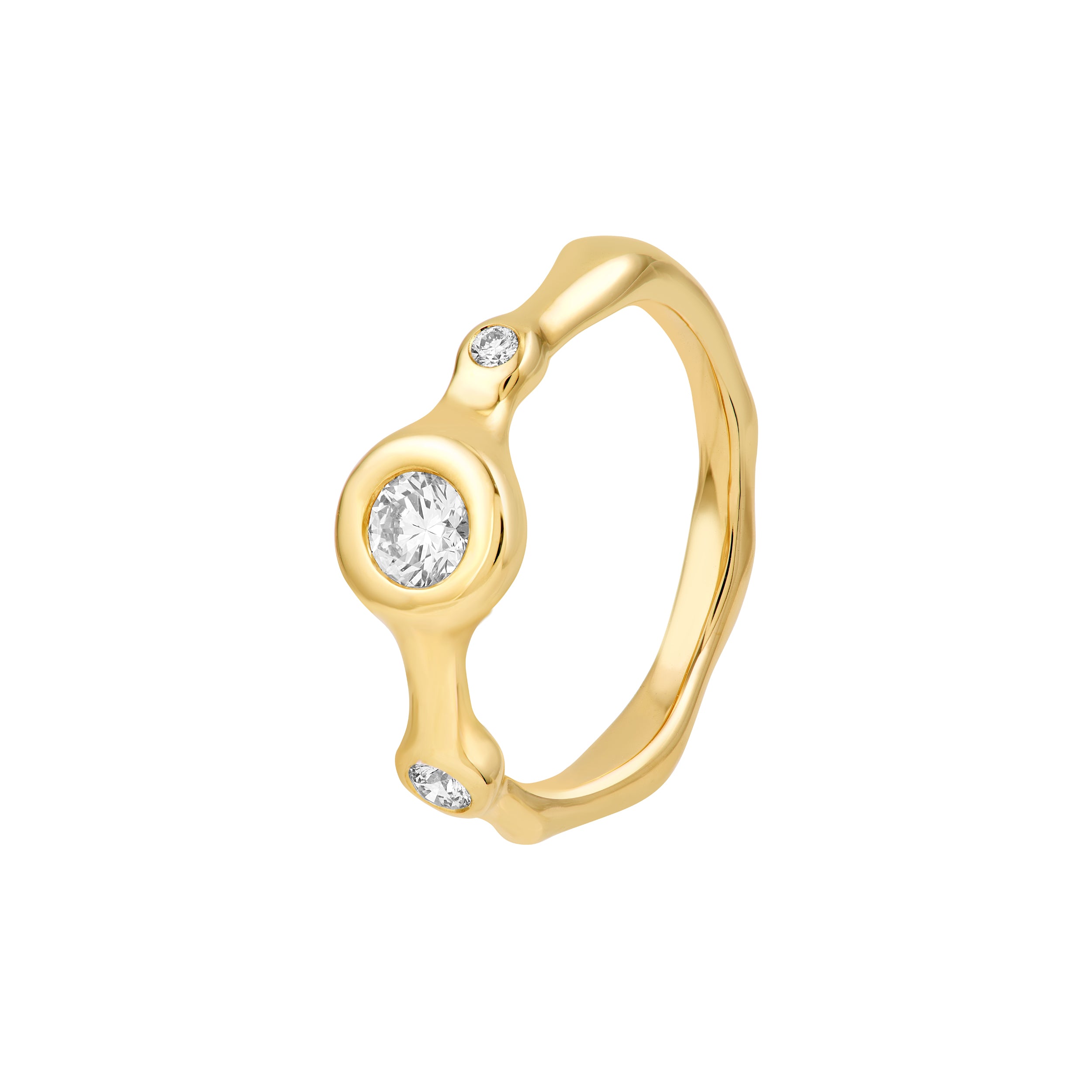 14K gold diamond trio organic ring