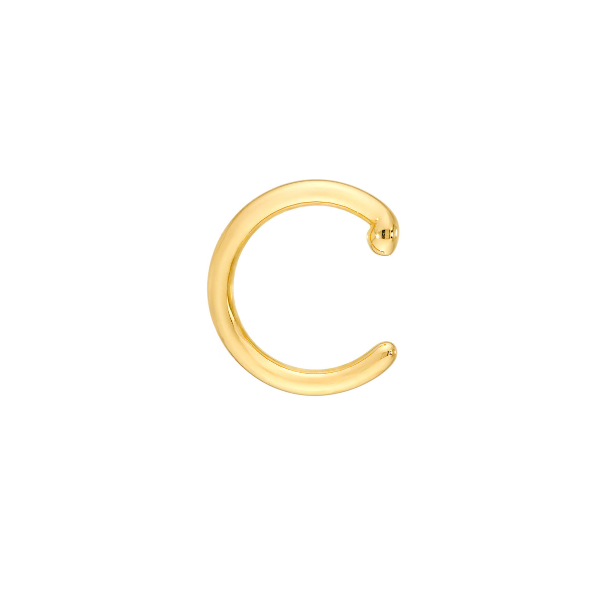 Thin polished 14K gold ear cuff, side view