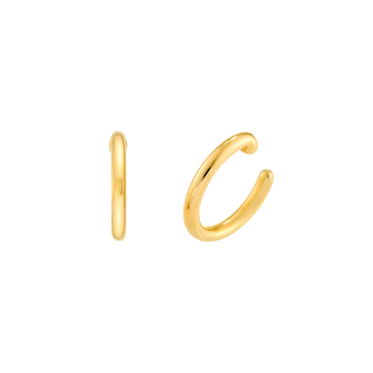 Thin polished 14K yellow gold ear cuff