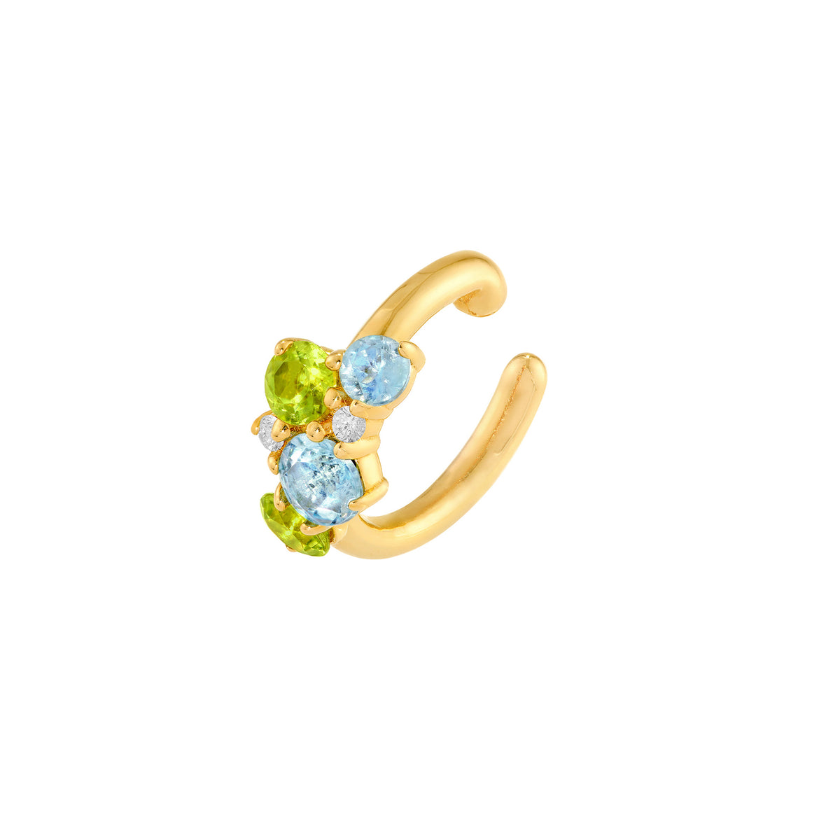 14K gold sky blue topaz and peridot ear cuff, alternate view