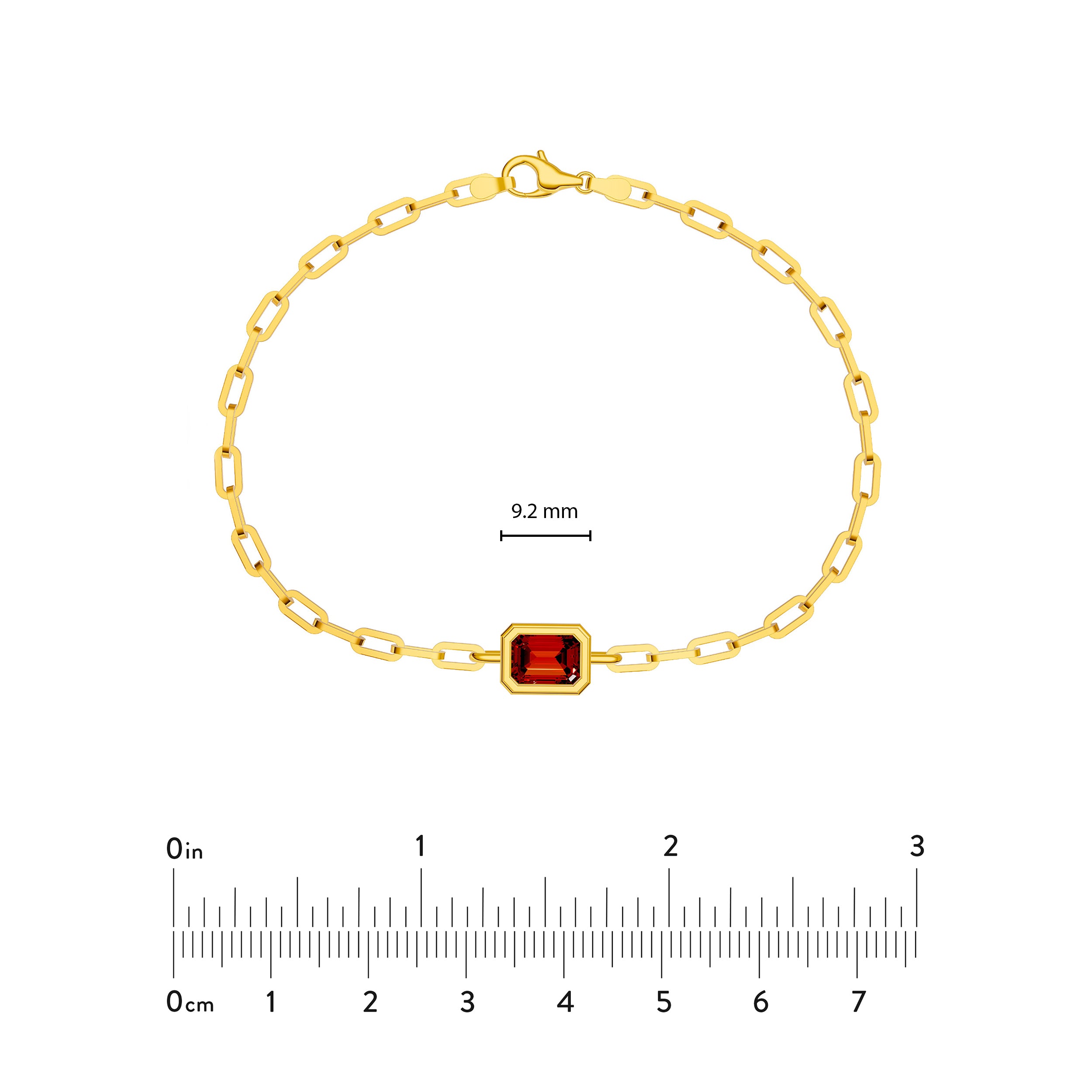 14K gold red garnet Forzentina bracelet, close-up of the pendant