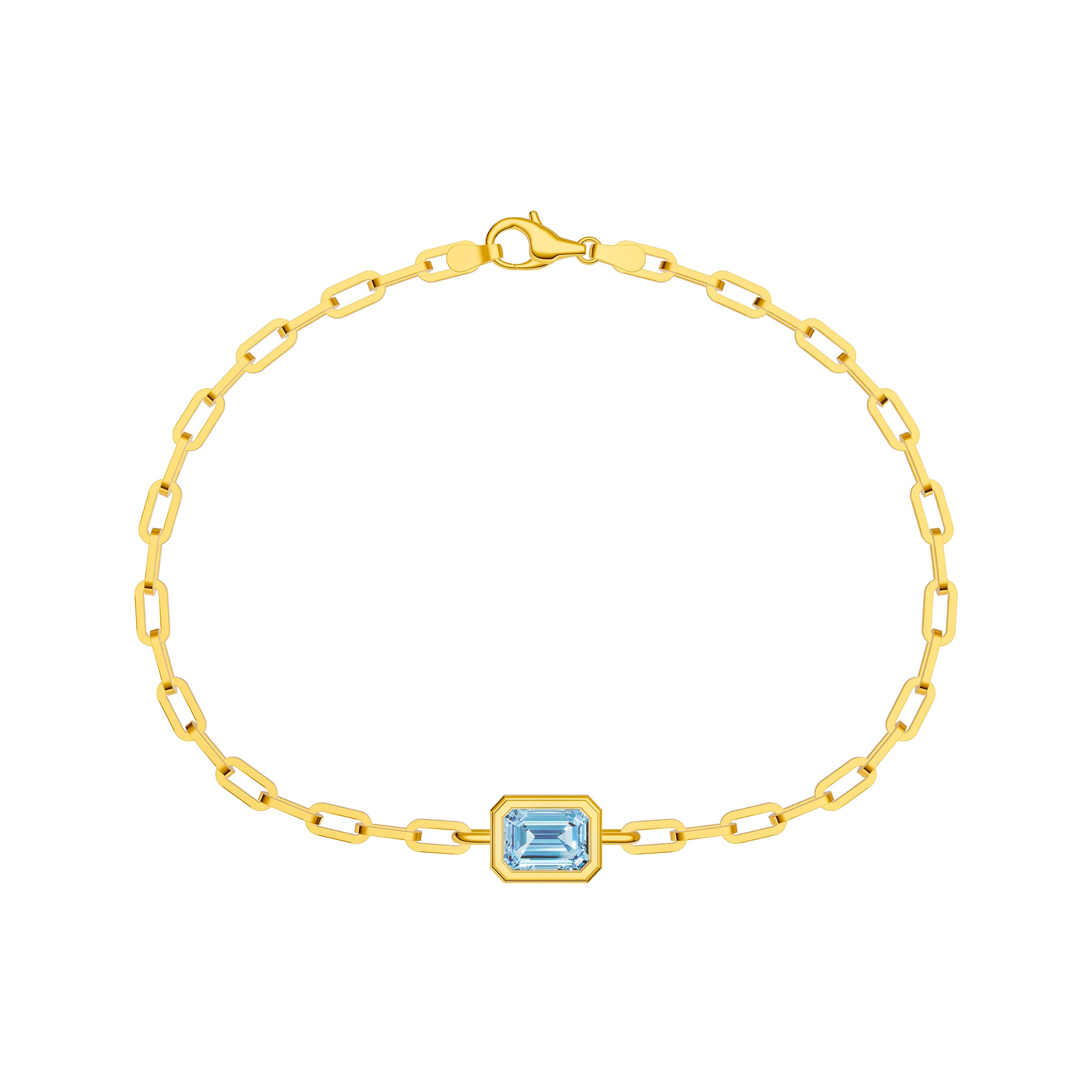 14K gold sky blue topaz Forzentina chain bracelet