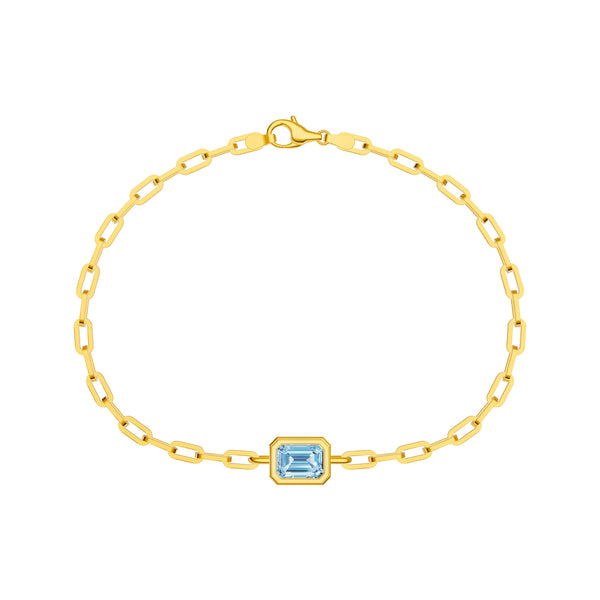 14K gold sky blue topaz Forzentina chain bracelet