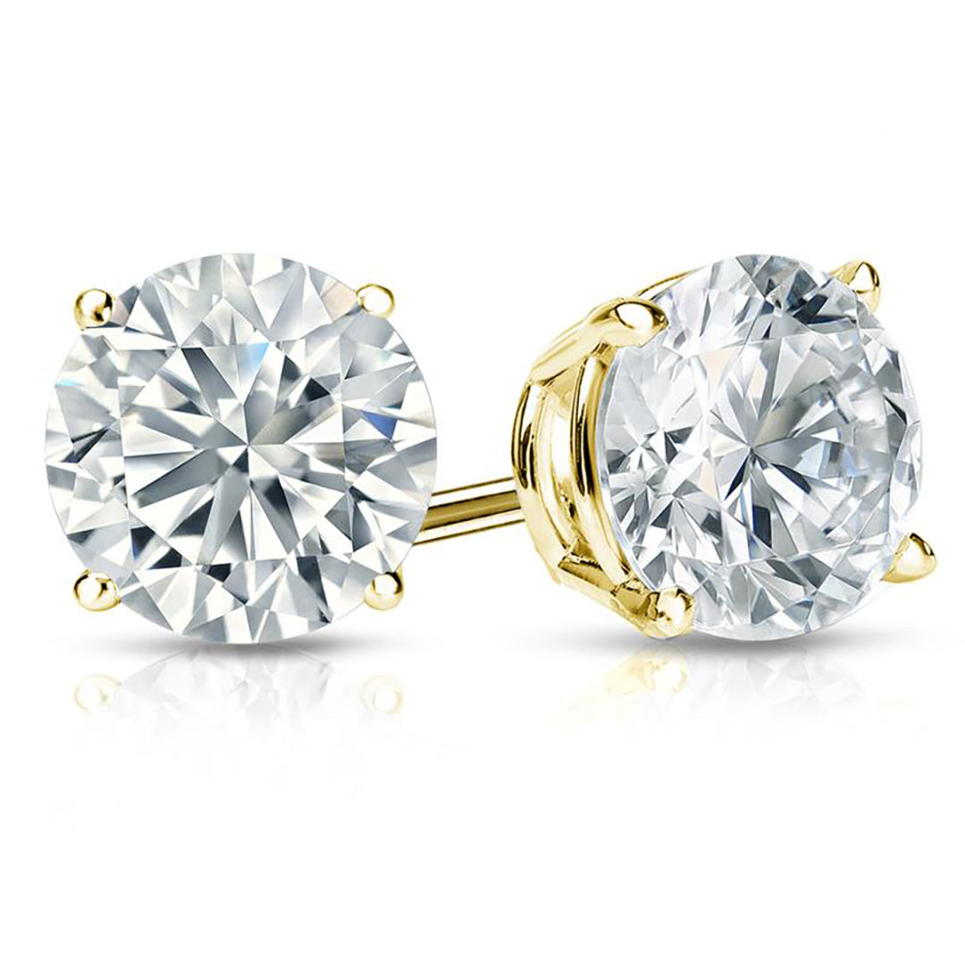 Lab Grown Diamond Stud Earrings Round 2 ct. each - Yellow