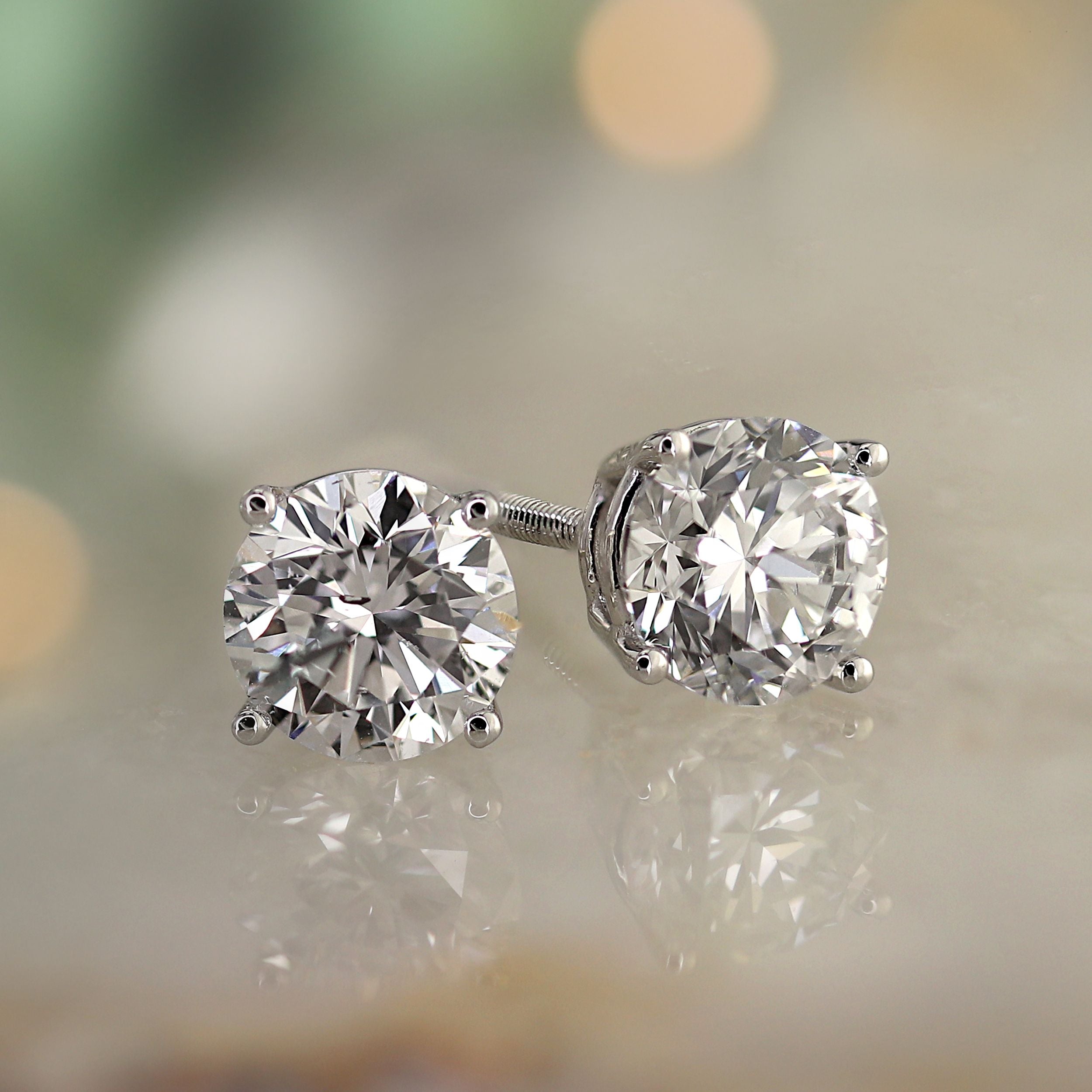 Lab Grown Diamond Stud Earrings Round 2 ct. each 5