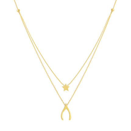Star and Wishbone Layered Duo Necklace