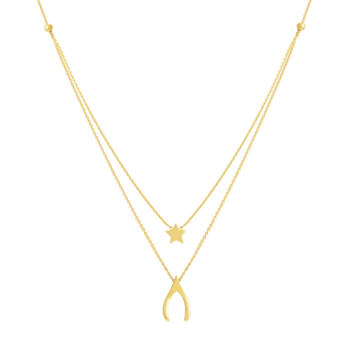 Star and Wishbone Layered Duo Necklace