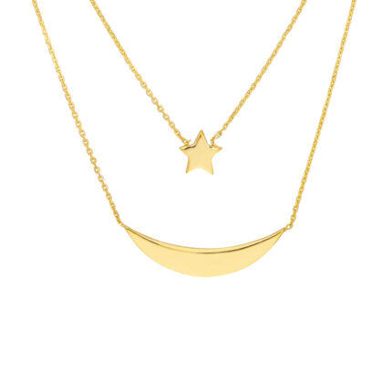 Star and Moon Layered Duo Necklace 2