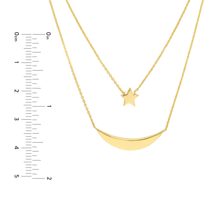 Star and Moon Layered Duo Necklace size guide