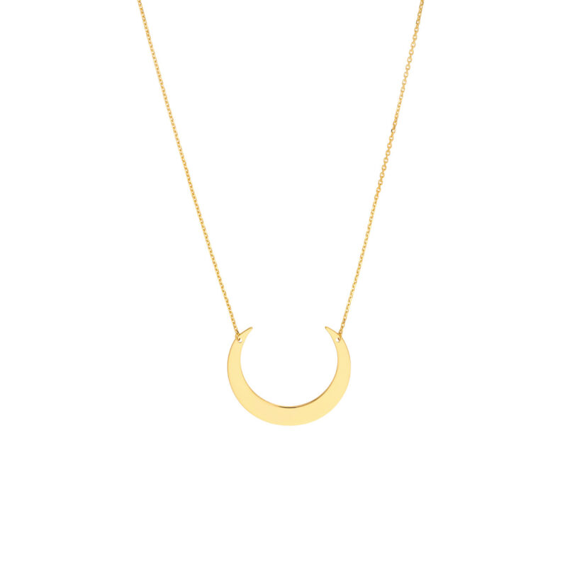 Upward Crescent Moon Pendant Necklace