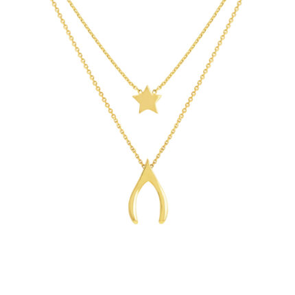 Star and Wishbone Layered Duo Necklace 2