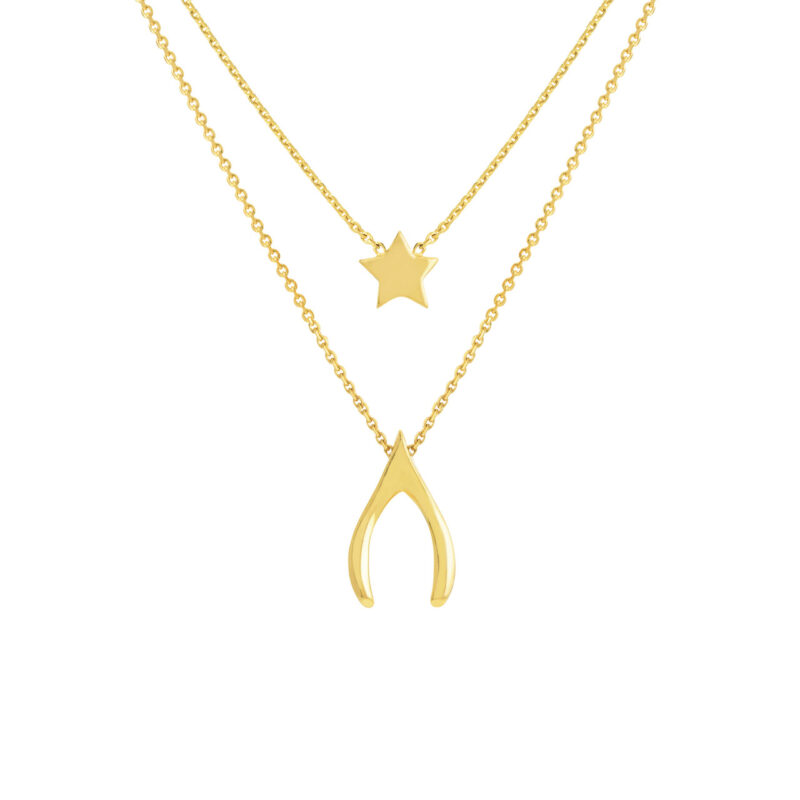 Star and Wishbone Layered Duo Necklace 2