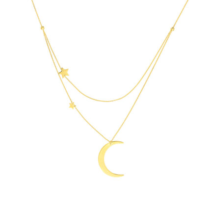 Crescent Moon with Star Stations Necklace