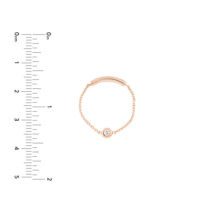 3pt Diamond Bezel Chain Ring with Sizing Bar - 7, Rose Gold size