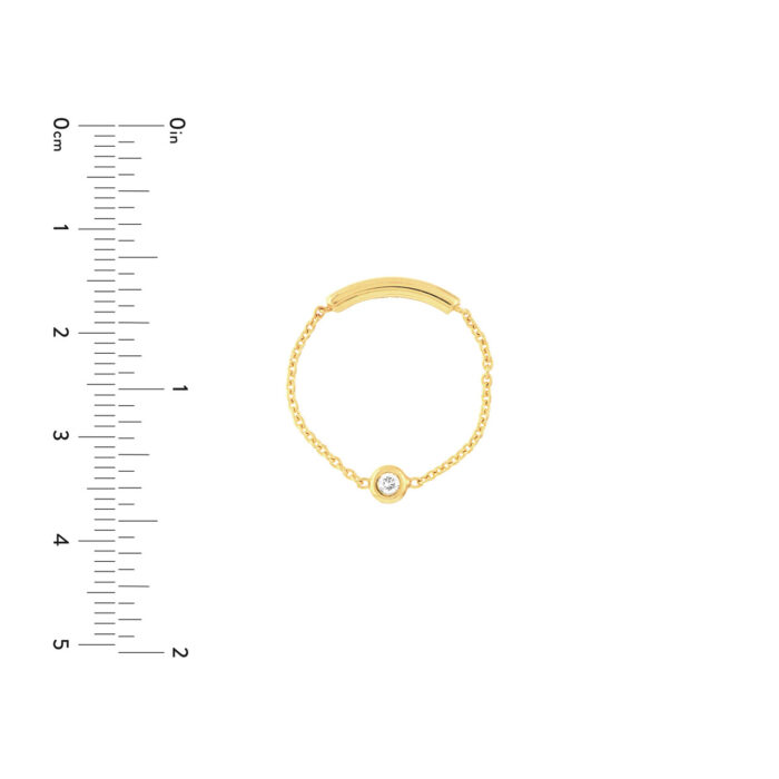 3pt Diamond Bezel Chain Ring with Sizing Bar - 7, Yellow size guide