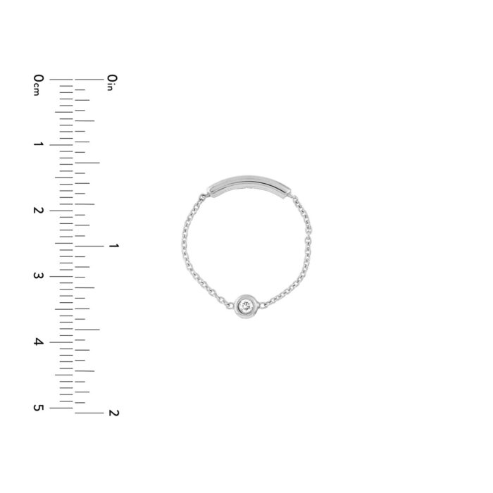 3pt Diamond Bezel Chain Ring with Sizing Bar - 8, White size guide