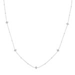 Diamond Star Bezels and Beads Necklace white gold