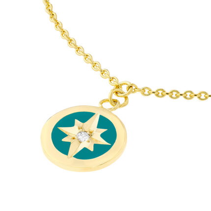 Turquoise Enamel Star Medallion Necklace 1