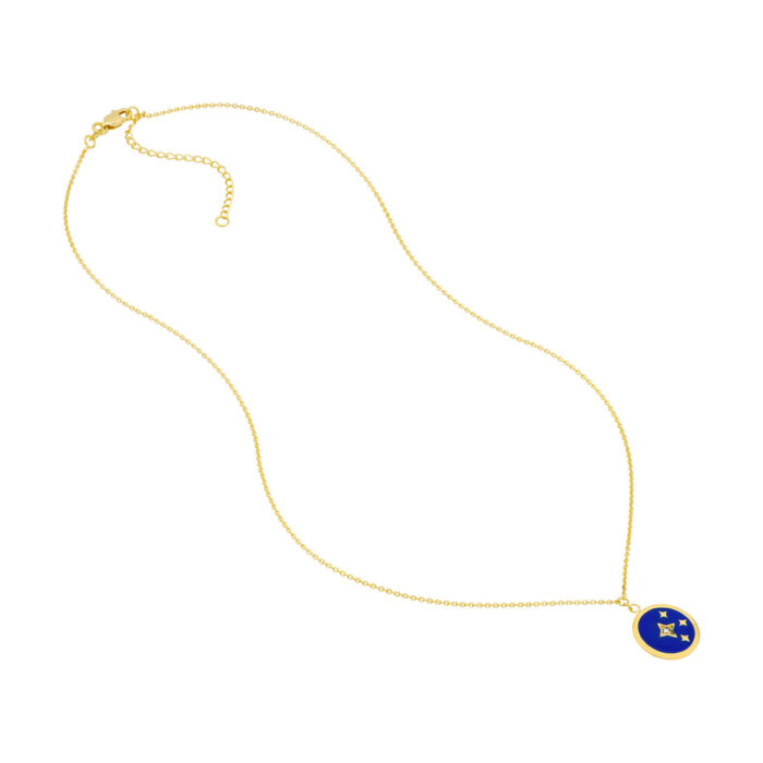 Navy Blue Enamel Stars Medallion Necklace 2