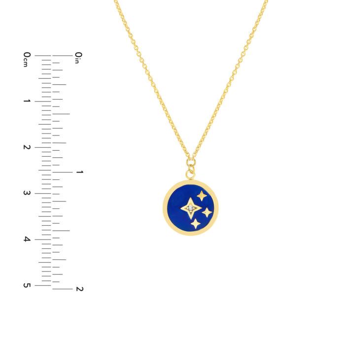 Navy Blue Enamel Stars Medallion Necklace 4