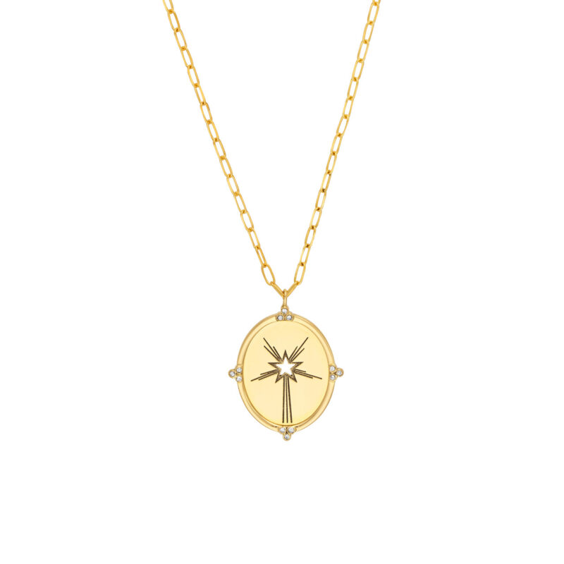 Starburst Medallion Necklace with Diamond