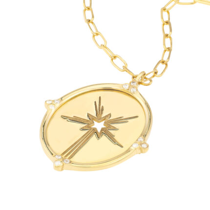 Starburst Medallion Necklace with Diamond 1
