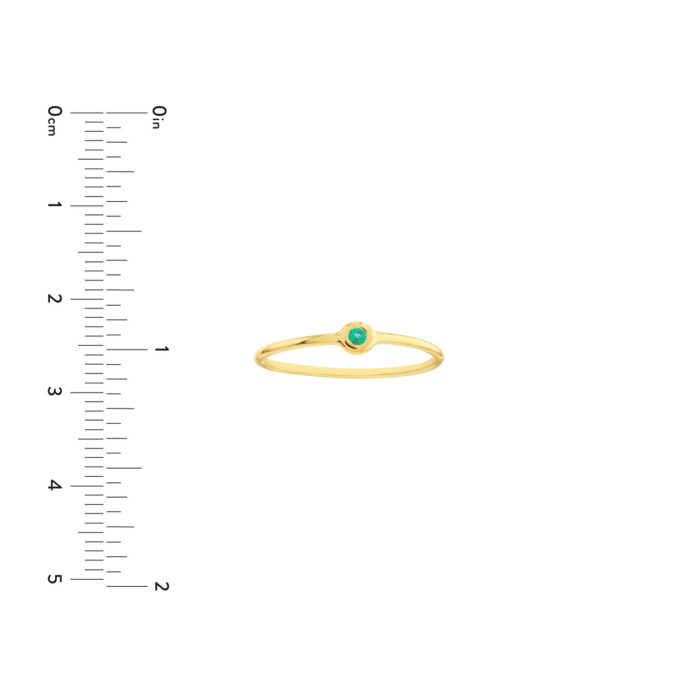 Emerald Bezel Wire Ring - 8, Yellow